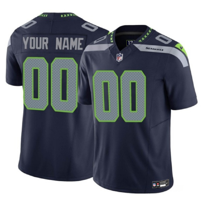 Youth Seattle Seahawks Active Player Custom Navy 2023 F.U.S.E. Vapor Untouchable Limited Football Stitched Jersey